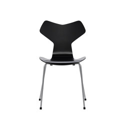 Grand Prix™ | Chair | 3130 | Black lacquered | Silver grey base | Chairs | Fritz Hansen