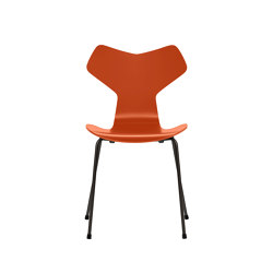 Grand Prix™ | Chair | 3130 | Paradise orange lacquered | Black base | Stühle | Fritz Hansen