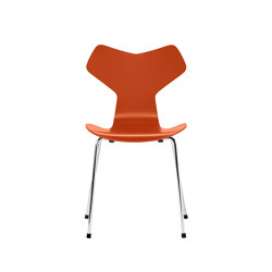Grand Prix™ | Chair | 3130 | Paradise orange lacquered | Chrome base | Sedie | Fritz Hansen