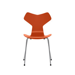Grand Prix™ | Chair | 3130 | Paradise orange lacquered | Silver grey base | Chaises | Fritz Hansen