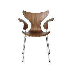 Lily™ | 3208 | Chair | Walnut veneer | Chrome base | with armrests | Fritz Hansen