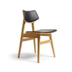 1960 Wood Chair Seat and backrest offset upholstery, Natural Oak, Black Oak , Natural Walnut | Chaises | Rex Kralj