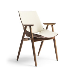 Shell Wood Armchair Seat and back upholstery, Natural Walnut | Stühle | Rex Kralj