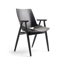 Shell Wood Armchair Seat upholstery, Black Oak | with armrests | Rex Kralj