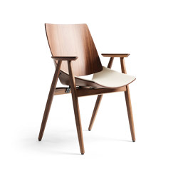 Shell Wood Armchair Seat upholstery, Natural Walnut | Chairs | Rex Kralj