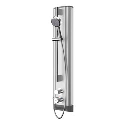 F5S Therm stainless steel shower panel with hand shower fitting | Shower controls | KWC Group AG