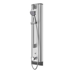 F5E Therm stainless steel shower panel with hand shower fitting | Shower controls | KWC Group AG