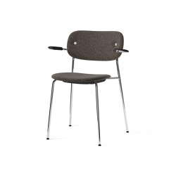 Co Chair, fully upholstered with armrest, Chrome | Black Oak | Doppiopanama T14012 001 | Chairs | Audo Copenhagen