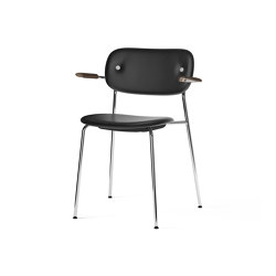 Co Chair, fully upholstered with armrest, Chrome | Dark Stained Oak | Dakar 0842 |  | Audo Copenhagen