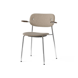 Co Chair, fully upholstered with armrest, Chrome | Dark Stained Oak | Lupo T19028 004 |  | Audo Copenhagen