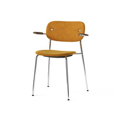 Co Chair, fully upholstered with armrest, Chrome | Dark Stained Oak | Ritz 1644 | stackable | Audo Copenhagen