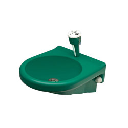 Eye- and face-wash fountain with water collection basin