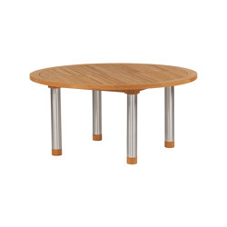 Equinox Table 150 Ø Circular with Teak top (stainless steel legs with Teak trim) | Tabletop round | Barlow Tyrie