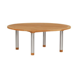 Equinox Table 180 Ø Circular with Teak top (stainless steel legs with Teak trim) | Dining tables | Barlow Tyrie