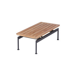 Layout Narrow Low Table 80 Rectangular with Teak top (powder coated) (Forge Grey Frame) | Coffee tables | Barlow Tyrie