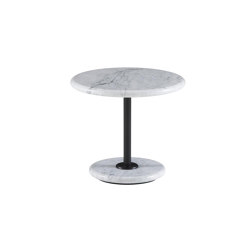 Astair | Small Pedestal Table Black Lacquered Steel Base White Marble Top | Side tables | Ligne Roset
