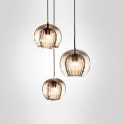 Pleated Crystal Cluster - 3 Piece Smoke | Suspended lights | Marc Wood Studio