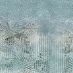 Prelude to a tale | Stripped jungle_columbia blue | Wall coverings / wallpapers | Walls beyond