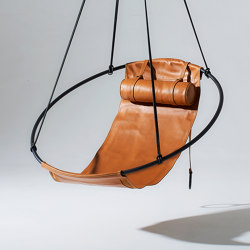 Sling Hanging Chair - Soft Leather Ochre | Swings | Studio Stirling