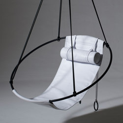 Sling Hanging Chair - Soft Leather White | Balancelles | Studio Stirling