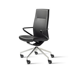 siège de conférence avec accoudoirs en aluminium, assise et dossier avec revêtement tissu, cuir | Chairs | Wiesner-Hager