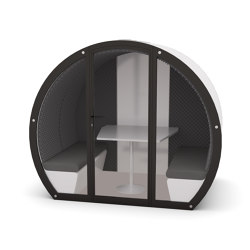 4 Person Meeting Pod with Front Glass Enclosure and Acoustic Back Panel | Office Pods | The Meeting Pod