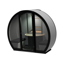 2 Person Outdoor Pod withFront Glass Enclosure and Back Panel | Office Pods | The Meeting Pod