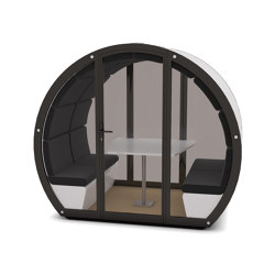 4 Person Outdoor Pod withFront Glass Enclosure and Back Panel | Office Pods | The Meeting Pod