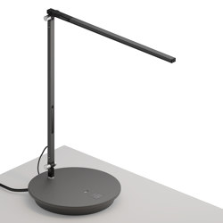 Z-Bar Solo Desk Lamp with power base (USB and AC outlets), Metallic Black | Table lights | Koncept