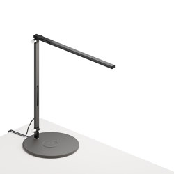 Z-Bar Solo mini Desk Lamp with wireless charging Qi base, Metallic Black | Table lights | Koncept