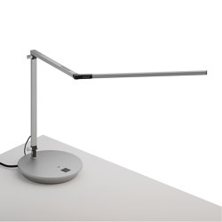Z-Bar Desk Lamp with power base (USB and AC outlets), Silver | Table lights | Koncept