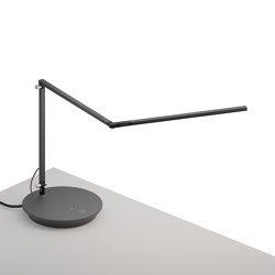 Z-Bar slim Desk Lamp with power base (USB and AC outlets), Metallic Black |  | Koncept