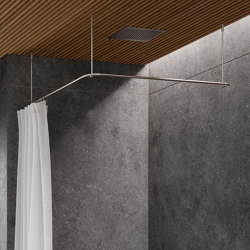 Barra para cortina de ducha en forma de L colgante (montaje en techo) | Barras para cortinas de ducha | PHOS Design