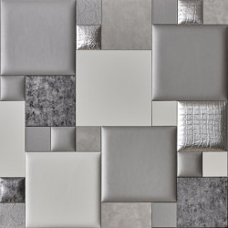 PATTERN 2 Leatherwall Luxury Silver | Leather tiles | Studioart