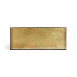 Gilded Layers tray collection | Gold Leaf glass valet tray - metal rim - rectangular - L | Trays | Ethnicraft