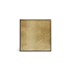 Gilded Layers tray collection | Gold leaf glass valet tray - metal rim - rectangular - S | Living room / Office accessories | Ethnicraft