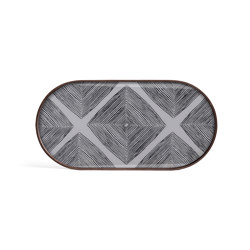 Linear Flow tray collection | Slate Linear Squares glass tray - oblong - M | Living room / Office accessories | Ethnicraft
