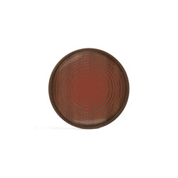 Linear Flow tray collection | Pumpkin Circles glass valet tray - wooden rim - round - M | Trays | Ethnicraft