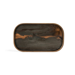 Linear Flow tray collection | Bronze Organic glass valet tray - rectangular - L | Trays | Ethnicraft