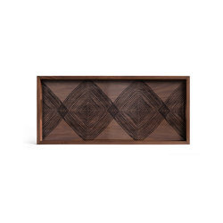 Linear Flow tray collection | Walnut Linear Squares glass tray - rectangular - M | Trays | Ethnicraft