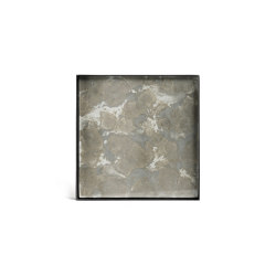 Organic tray collection | Fossil Organic glass valet tray - metal rim - rectangular - S | Bandejas | Ethnicraft