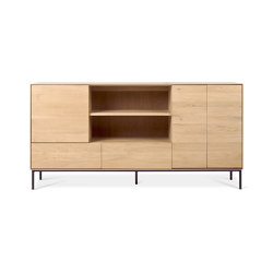 Whitebird | Oak sideboard - 3 doors - 2 drawers - varnished | open base | Ethnicraft
