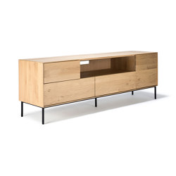 Whitebird | Oak TV cupboard - 1 door - 1 flip-down door - 2 drawers - varnished | Multimedia sideboards | Ethnicraft