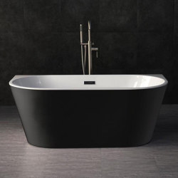 ACRYLIC | Aludra Freestanding Acrylic Bathtub - Black & White - 150cm |  | Riluxa