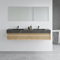 MARBLE | Pegasus Grey Ara Marble Wall Mounted Double Washbasin | Wash basins | Riluxa