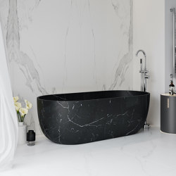 MARBLE | Zurich Nero Marquina Marble Freestanding Bathtub | Bathtubs | Riluxa