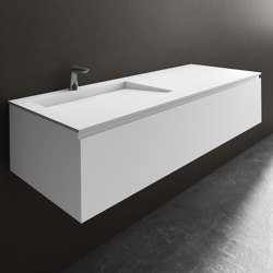 MDF + CORIAN® | Sagitta Corian® Basin + Gaia Classic Wall Mounted Vanity Unit - 1 drawer | Wash basins | Riluxa