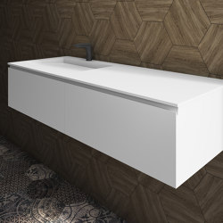 MDF + CORIAN® | Sagitta Corian® Basin + Gaia Classic Wall Mounted Vanity Unit - 2 drawers | Wash basins | Riluxa