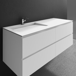 MDF + CORIAN® | Sagitta Corian® Basin + Gaia Classic Wall Mounted Vanity Unit - 4 drawers | Wash basins | Riluxa