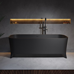 SOLID SURFACE | Miram Freestanding Solid Surface Bathtub - Black - 180cm | Bathtubs | Riluxa
